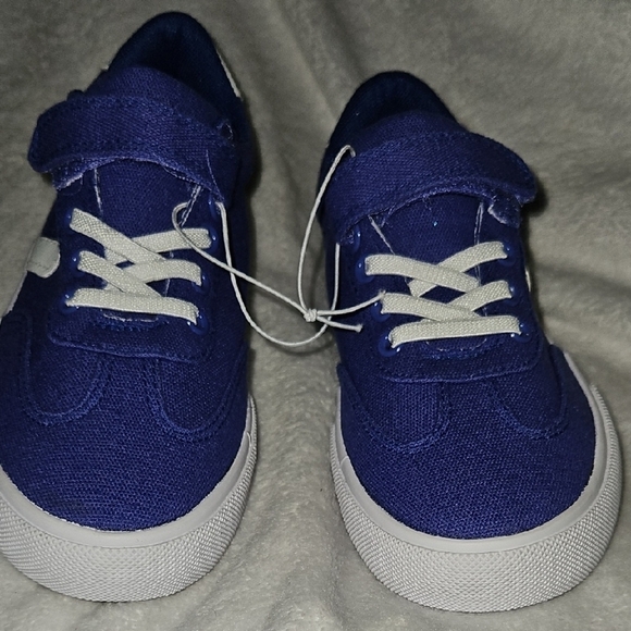 US Sports Kid Violet Blue White Slip-on Velcro Strap Stretchy Lace Sneakers Sz1 - Picture 3 of 8